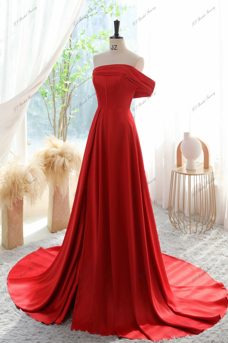 Simple Designed One-Shoulder A-line Satin Prom Dress, FC4575