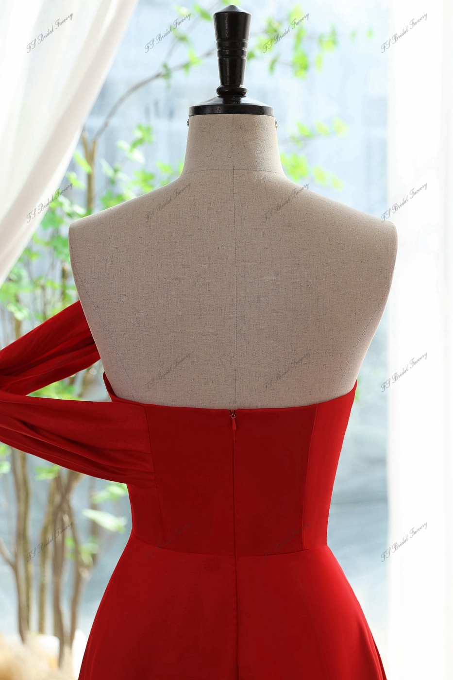 One Shoulder A-line Satin Prom Gown With High Split