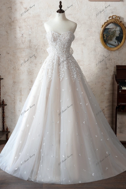 Illusion Bodice A Line Wedding Gown With Detached Long Sleeve