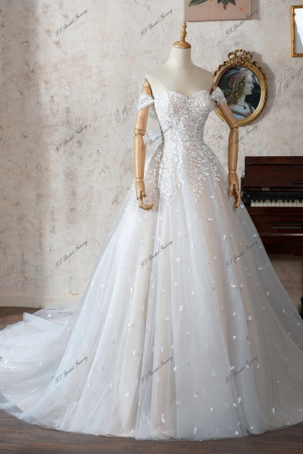 Illusion Bodice A Line Wedding Gown With Detached Long Sleeve