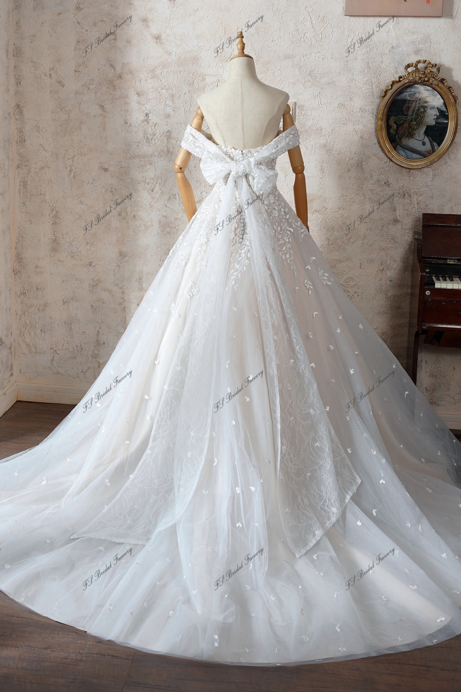 Illusion Bodice A Line Wedding Gown With Detached Long Sleeve