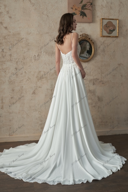 Detached Long Simple Chiffon Bishop Wedding Sleeves with Romantic Detail Beading.