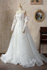A-line Wedding Dress With Slit Lace Bridal Gown