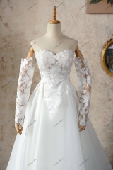 A-line Wedding Dress With Slit Lace Bridal Gown