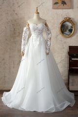 A-line Wedding Dress With Slit Lace Bridal Gown