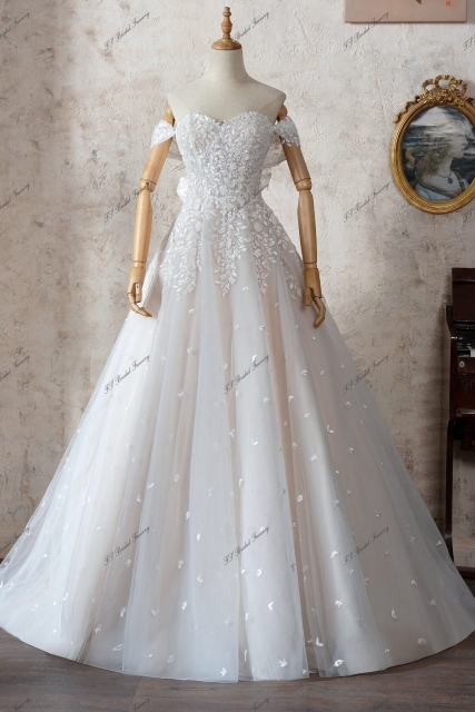 Illusion Bodice A Line Wedding Gown With Detached Long Sleeve
