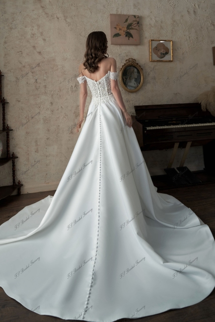 Off The Shoulder Sweetheart Satin Wedding Dress