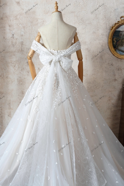 Illusion Bodice A Line Wedding Gown With Detached Long Sleeve