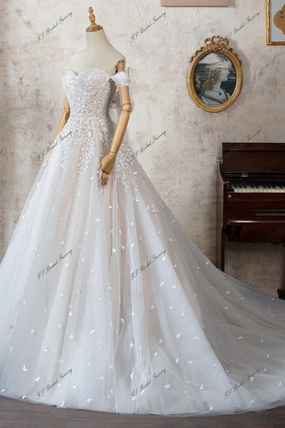 G791 Illusion Tiered Lace A-Line Gown main image 0