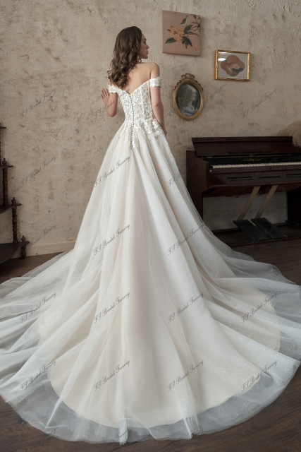 Off The Shoulder A Line Beach Wedding Dress
