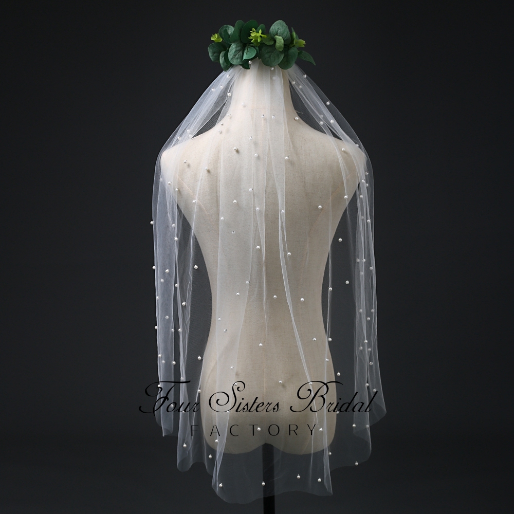 Pearl Appliques  Veil