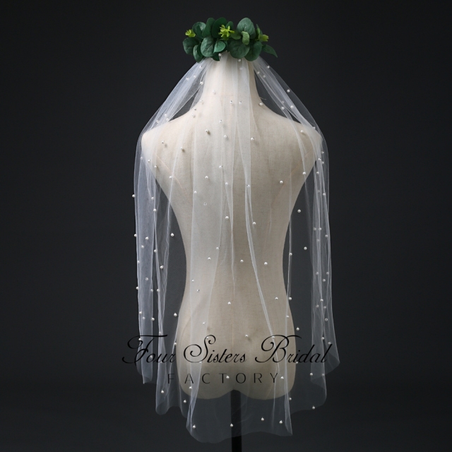 Pearl Appliques  Veil