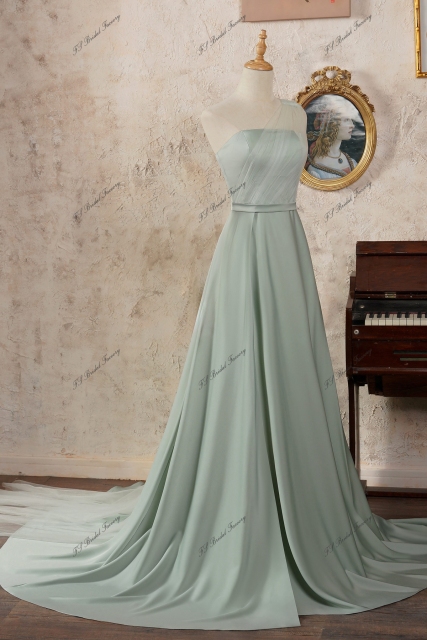 Cowl Neck Soft Satin Bridesmaid Dress
