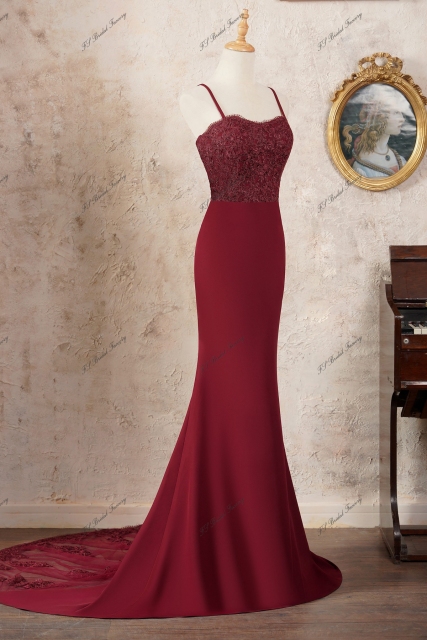 Sweetheart Mermaid Spaghetti Straps Prom Gown With Back Lace Insert