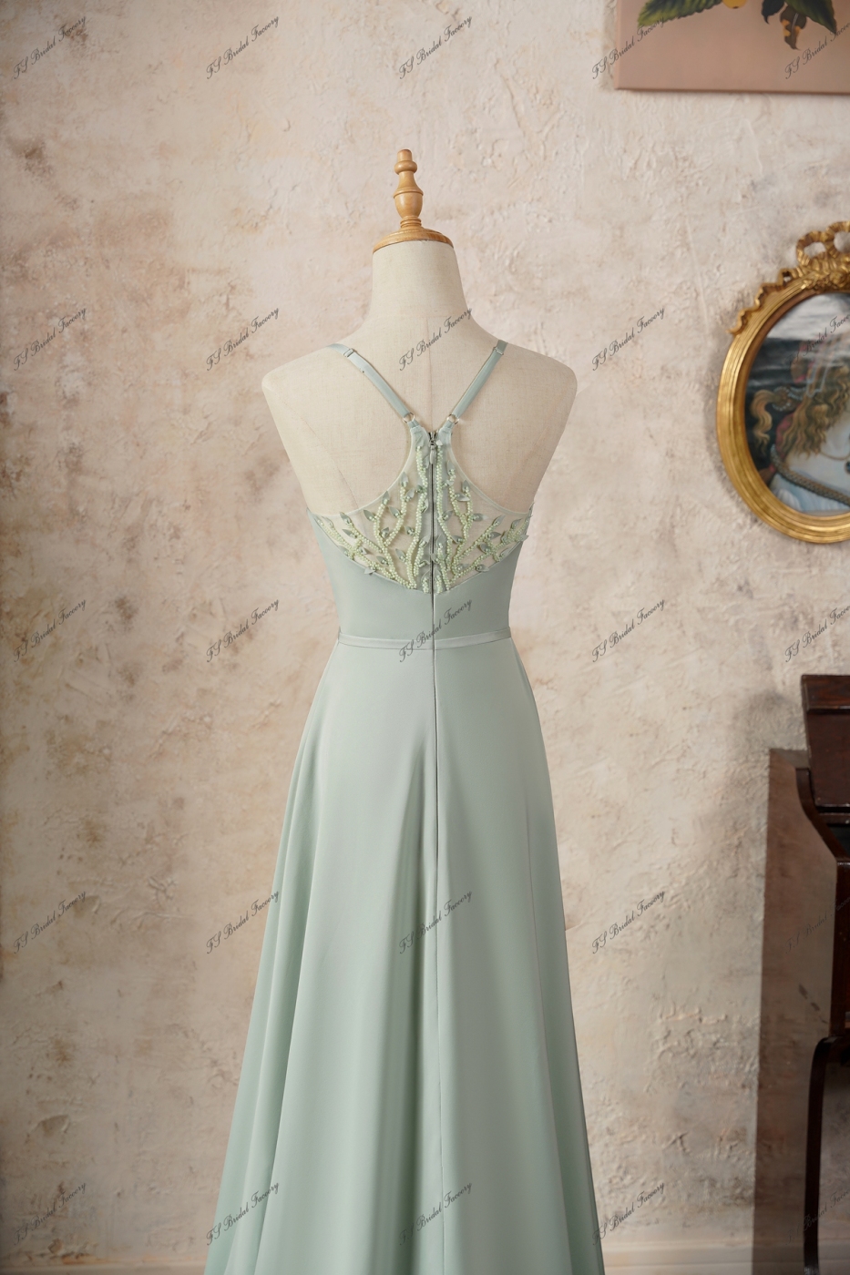 A line Satin Long Tulle Prom Dress