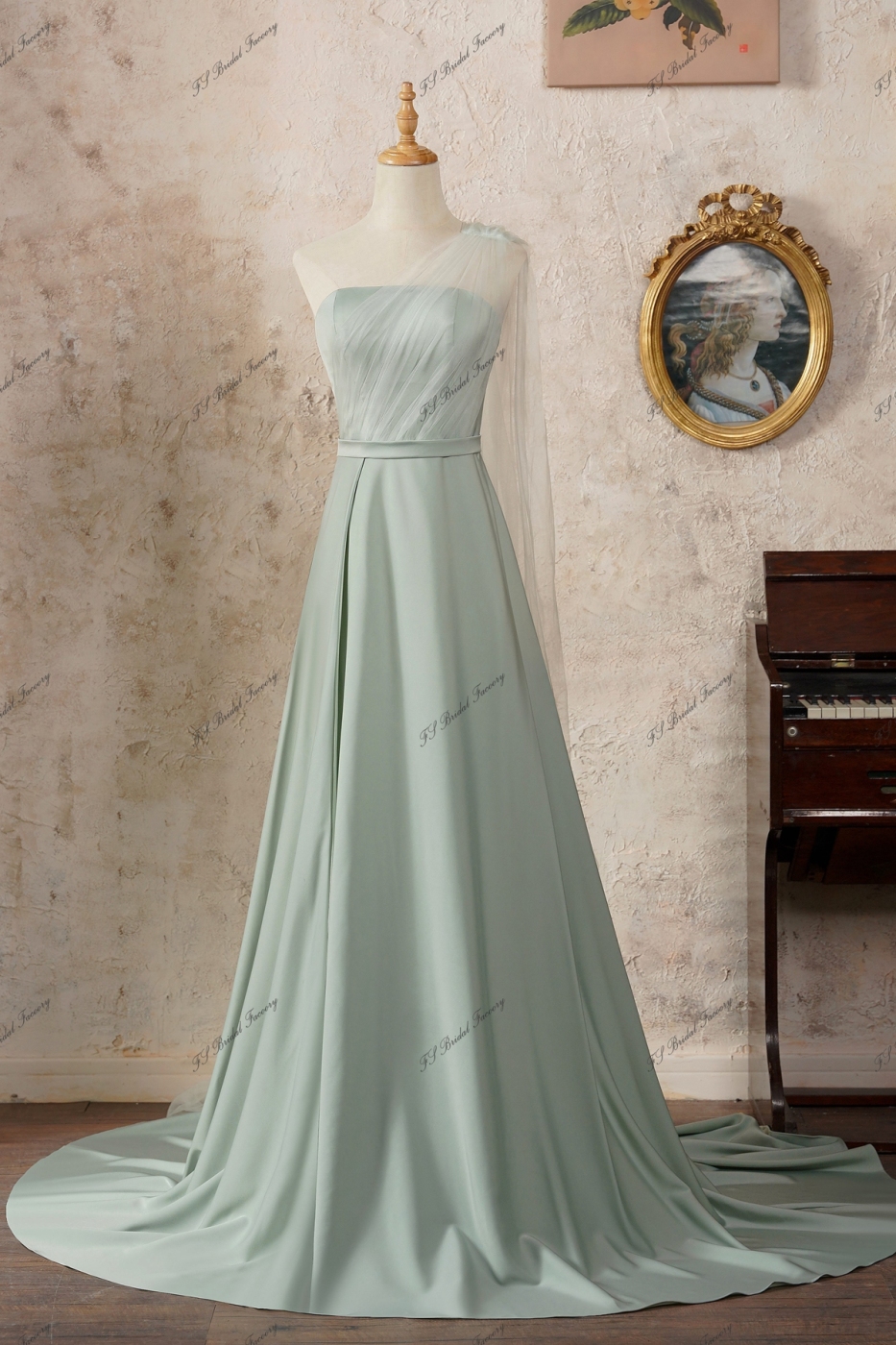 Cowl Neck Soft Satin Bridesmaid Dress