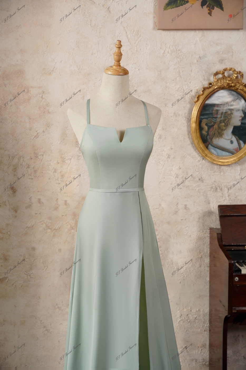 A line Satin Long Tulle Prom Dress