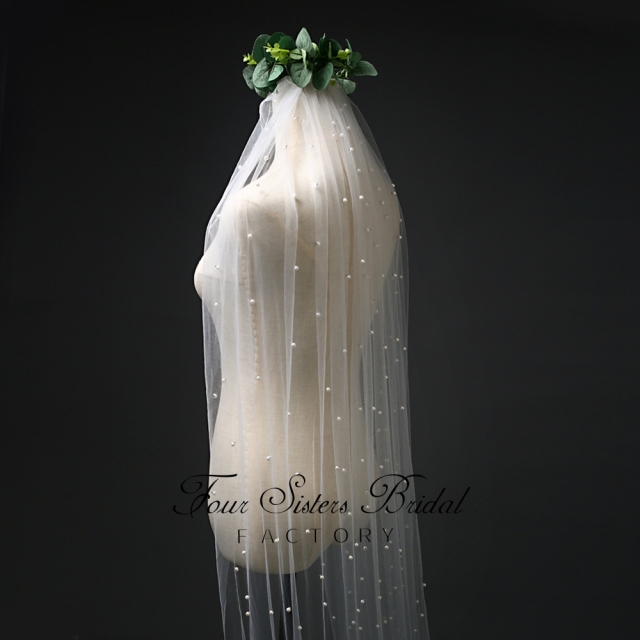 Pearl Appliques  Veil
