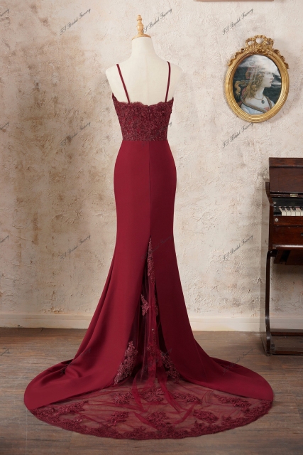 Sweetheart Mermaid Spaghetti Straps Prom Gown With Back Lace Insert