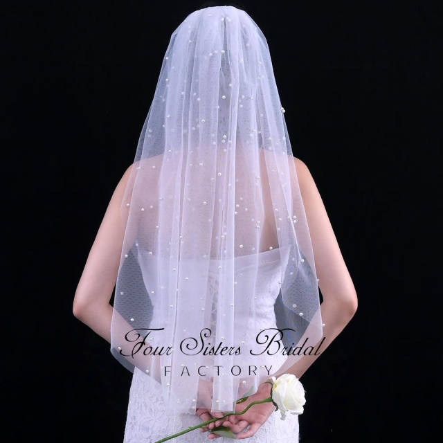 Pearl Appliques  Veil