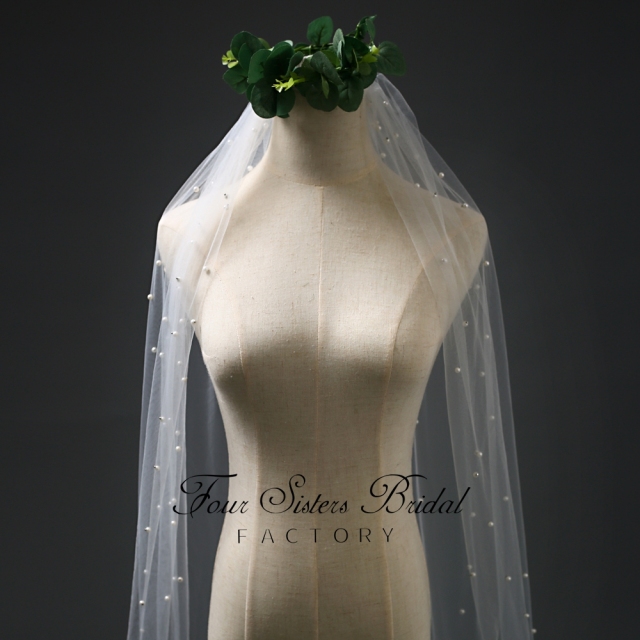 Pearl Appliques  Veil