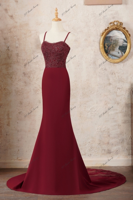 Sweetheart Mermaid Spaghetti Straps Prom Gown With Back Lace Insert