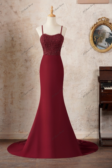 Sweetheart Mermaid Spaghetti Straps Prom Gown With Back Lace Insert