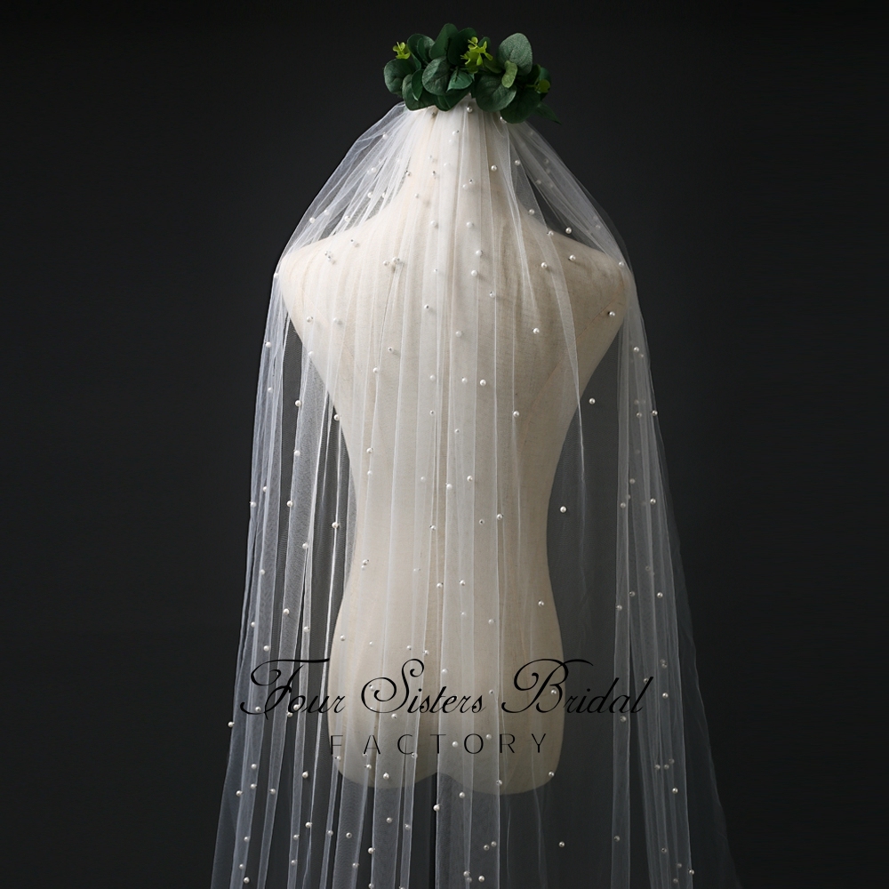 Pearl Appliques  Veil