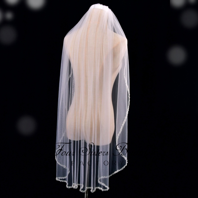 Pearls Beading Edge Bridal Veils