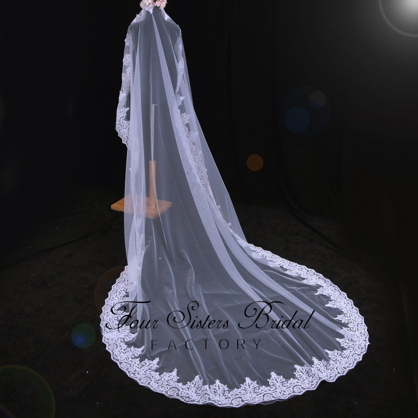 Luxurious Long Bridal Veil With Lace