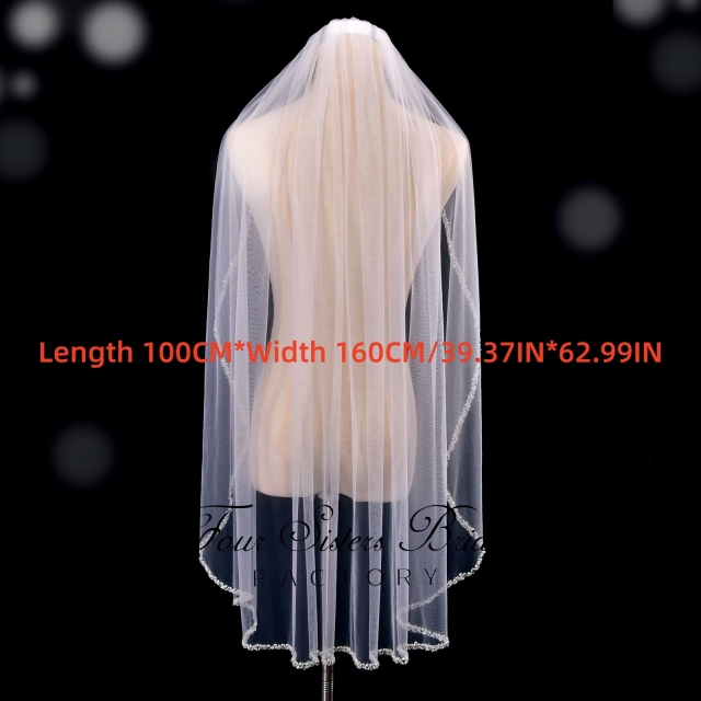 Pearls Beading Edge Bridal Veils