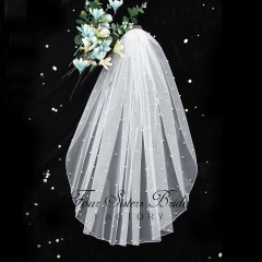 Luxurious Small Pearls  Bridal Veils