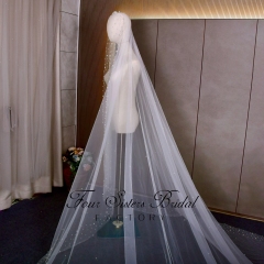 Extra Wide Beading Bridal Veil