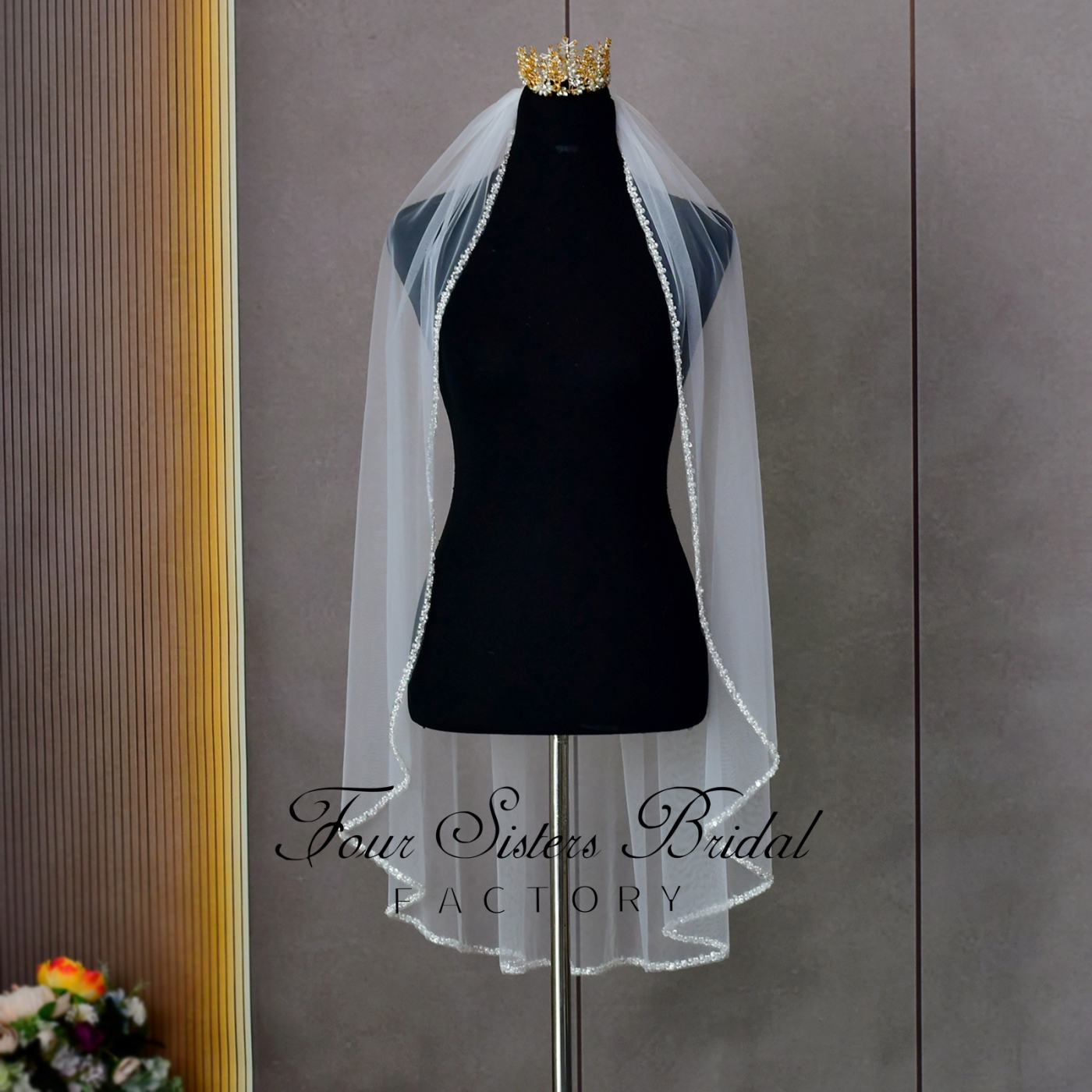 Pearls Beading Edge Bridal Veils