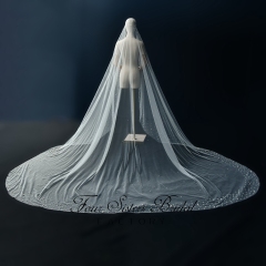 Extra Wide Beading Bridal Veil