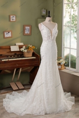 Stunning 3D Floral Lace Appliques Mermaid Wedding Dress
