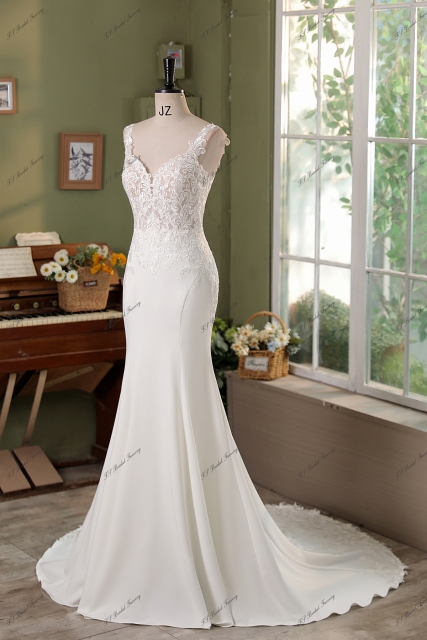 Lace Crepe Mermaid Bridal Dress