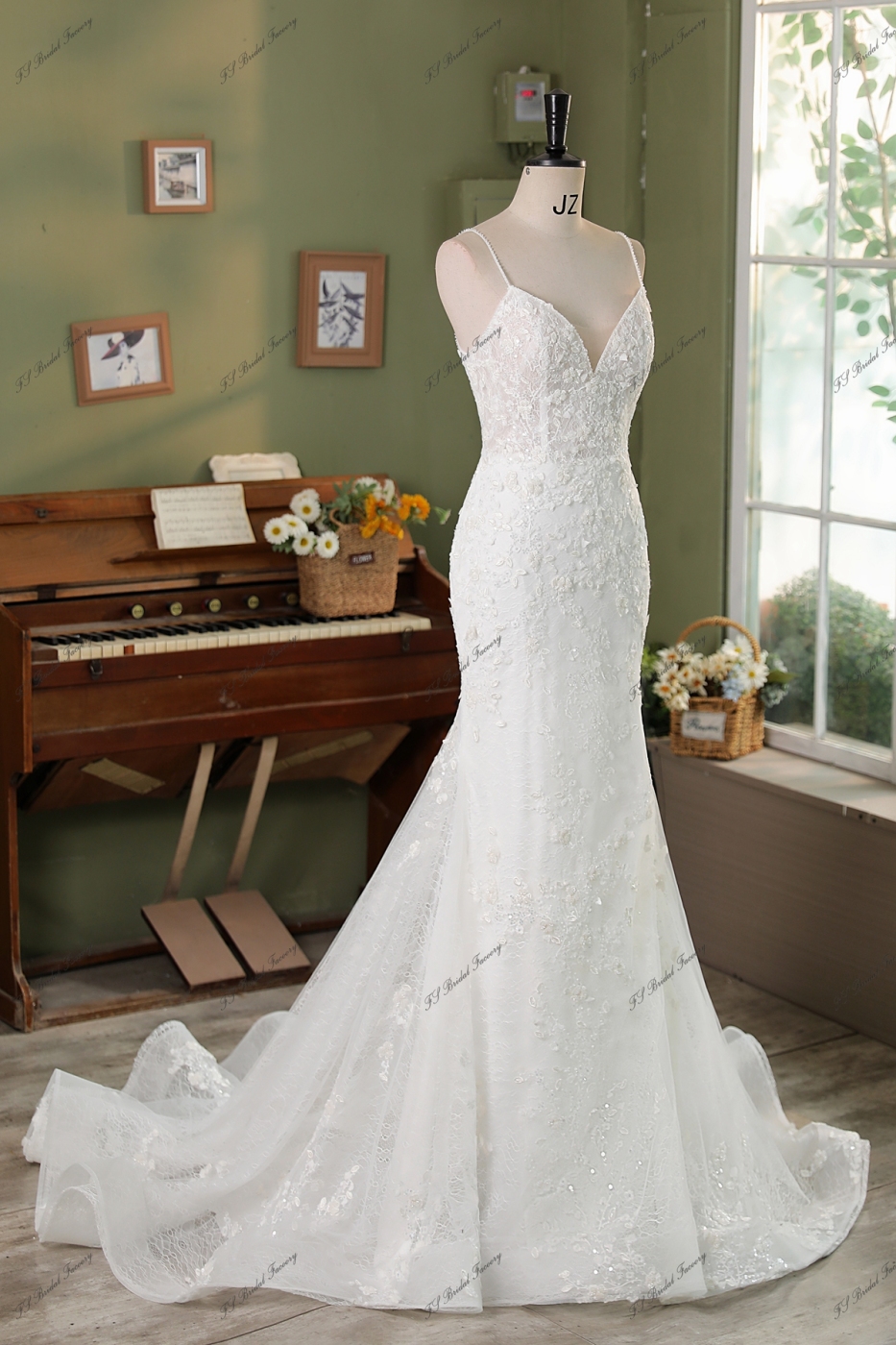 Mermaid Long Sleeves Satin Mother of the Bride & Groom Dresses with 3D Floral Lace Appliques & Ruched Waist
