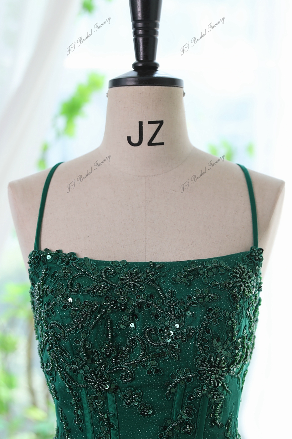 Glitter Tulle Prom Gown With Spaghetti Straps And High Split