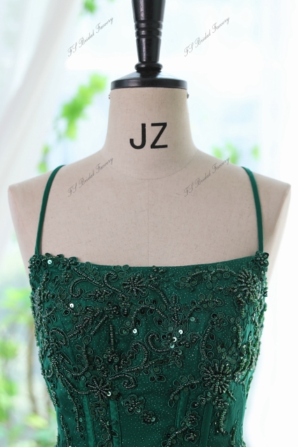 Glitter Tulle Prom Gown With Spaghetti Straps And High Split