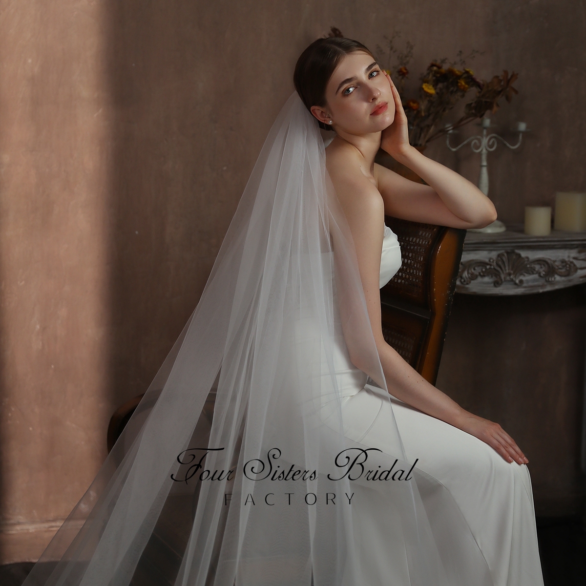 118 Inch Big Flowers Sequin Floral Lace Veil