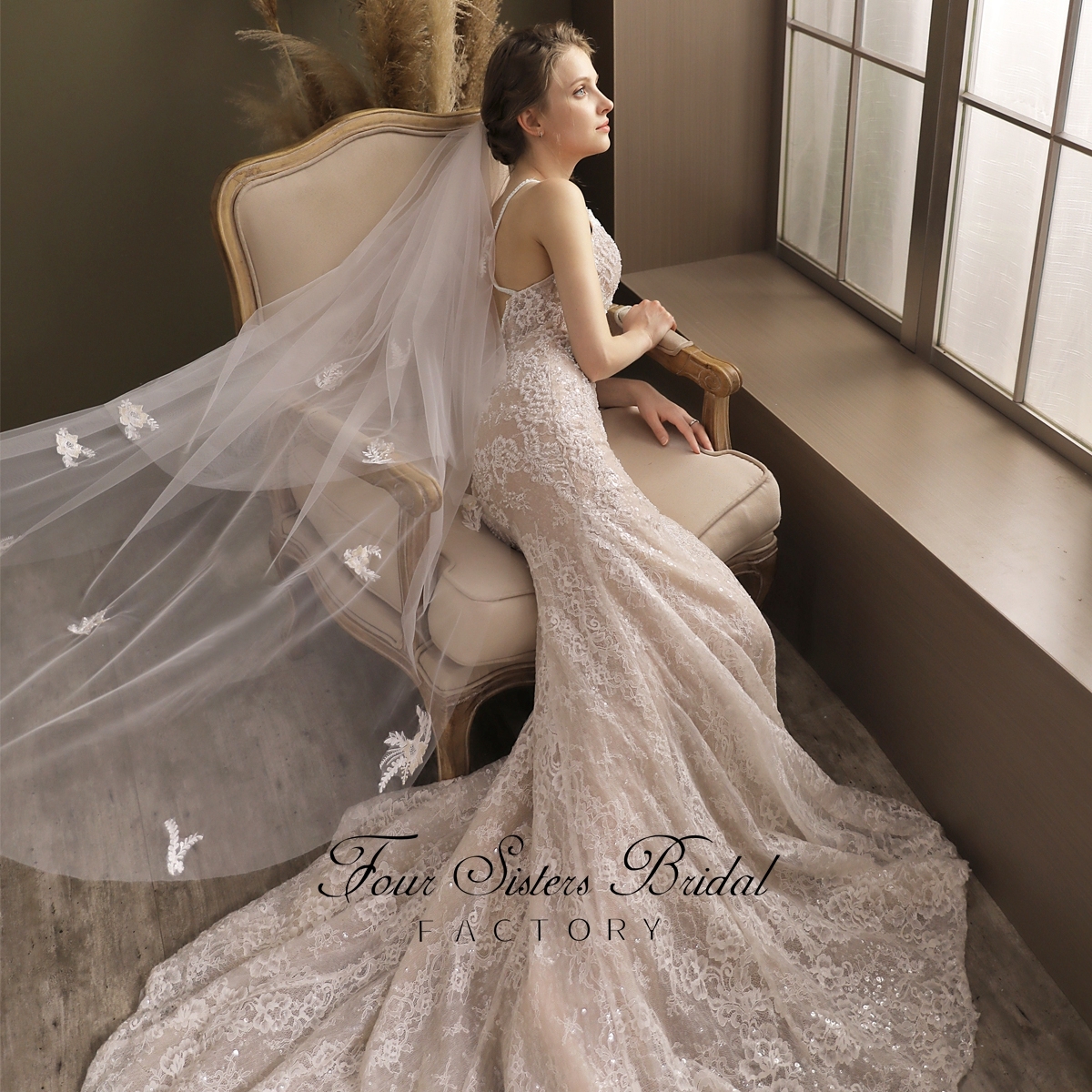 59 Inches Two Layers Lace Wedding Veil