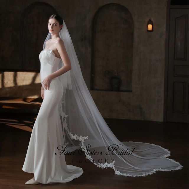 108 Inches Two Layers Lace Wedding Veil