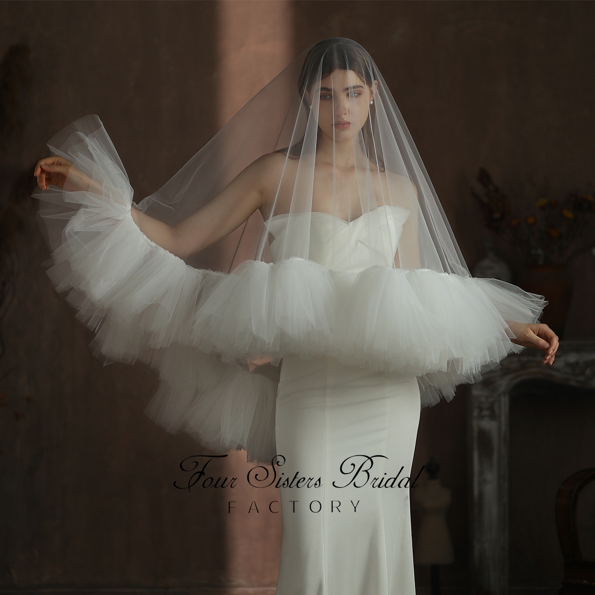 Ruffle Bridal Veil