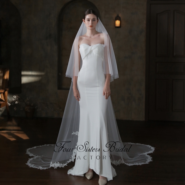 108 Inches Two Layers Lace Wedding Veil