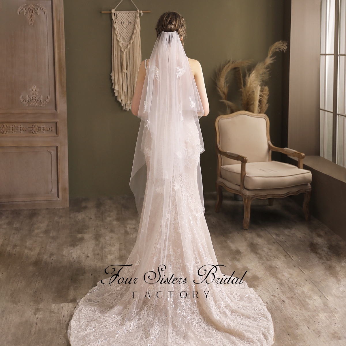 59 Inches Two Layers Lace Wedding Veil