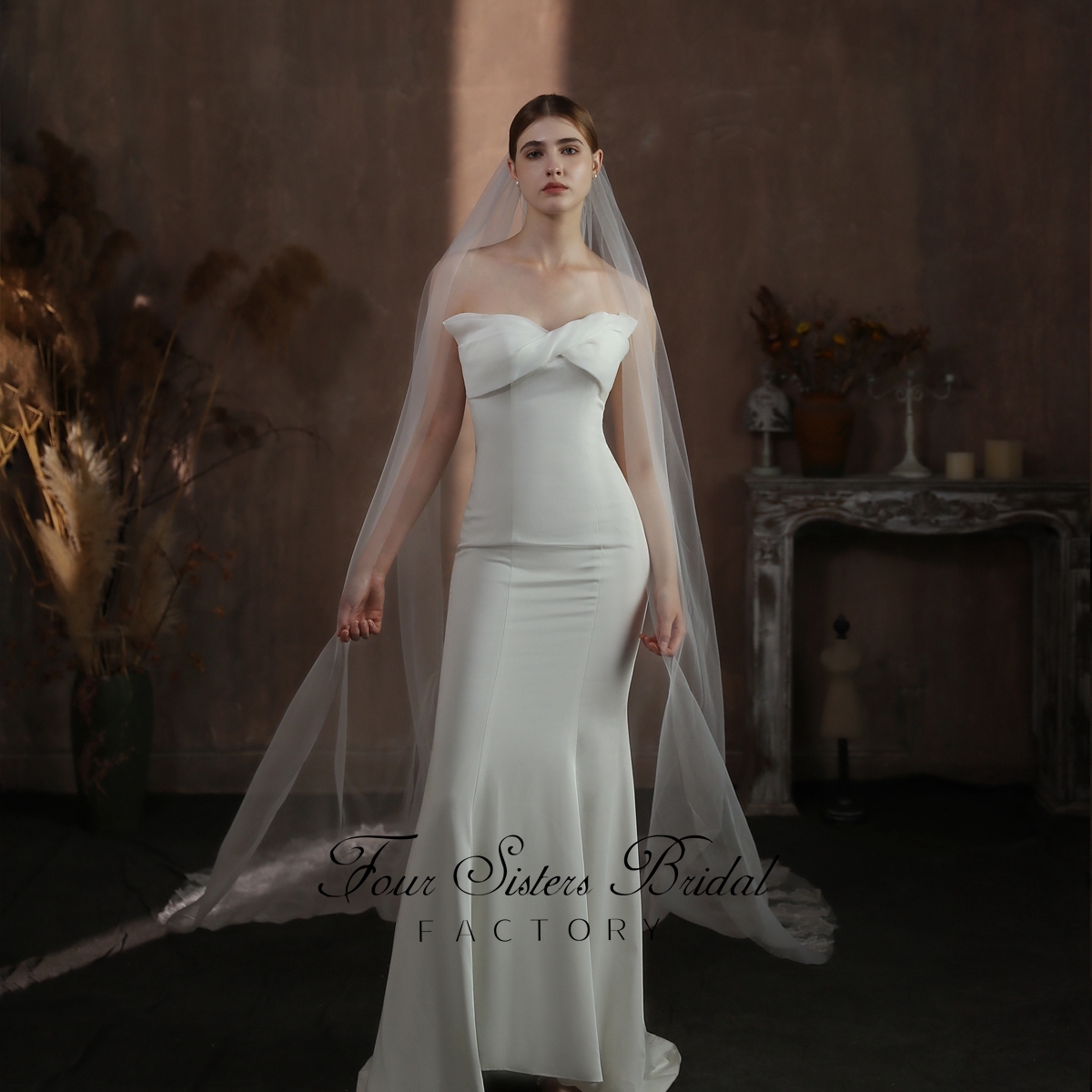 118 Inch Big Flowers Sequin Floral Lace Veil