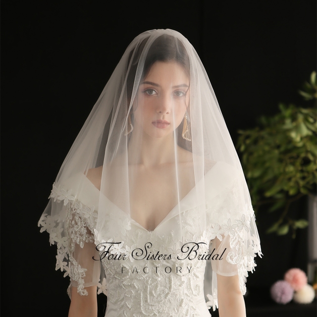Two Layers Lace Bridal Veils