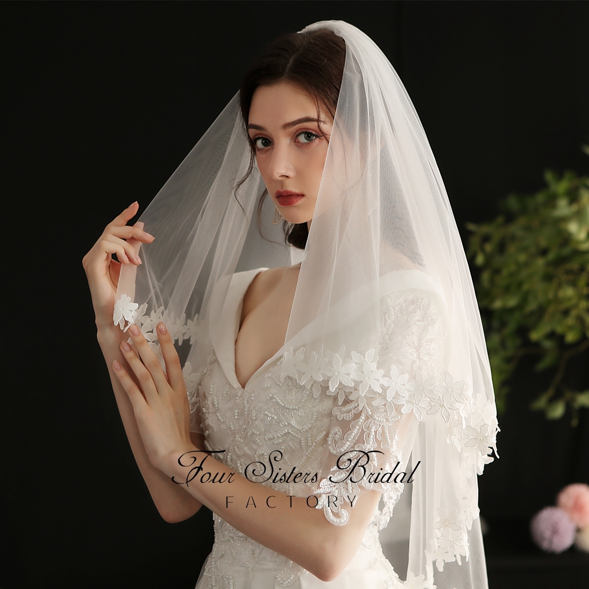 Two Layers Lace Bridal Veils