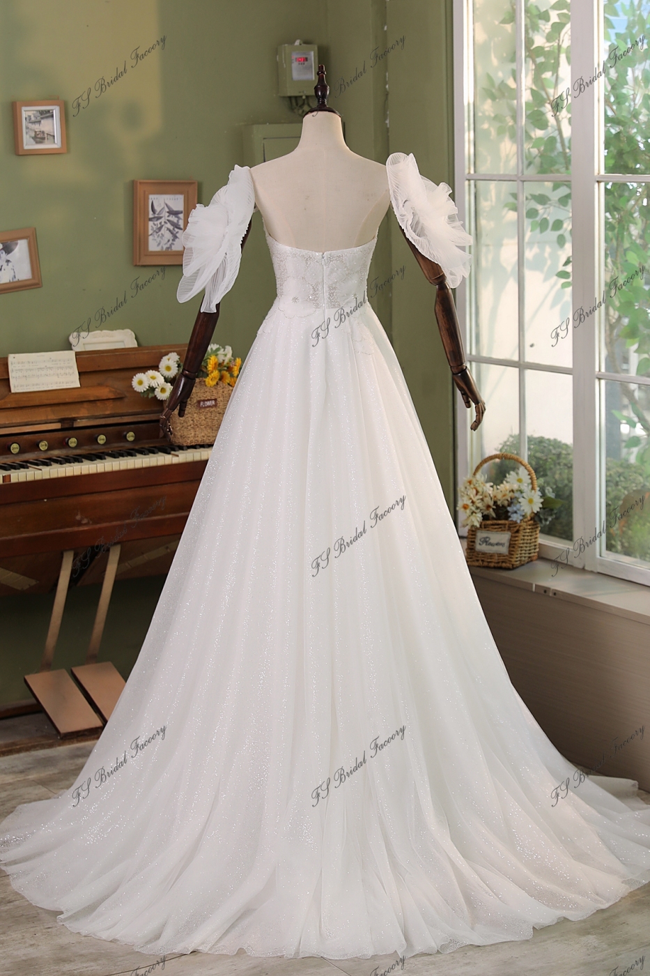 Simple Mikado Tulle Bridal Dress